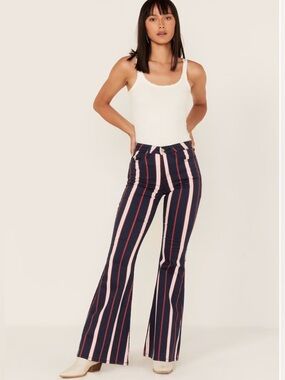 Shyanne striped flare boot cut denim jeans size 28